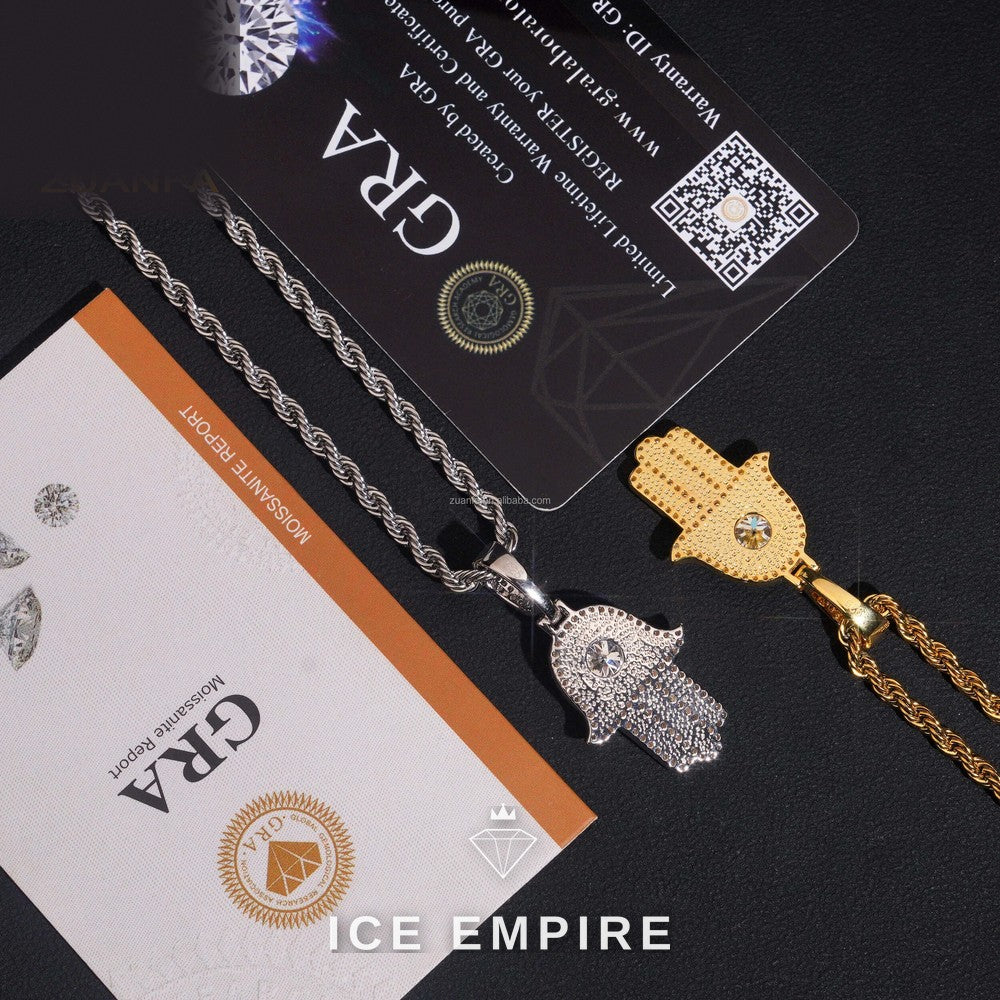 Iced Out 14K Gold Moissanite Pendant