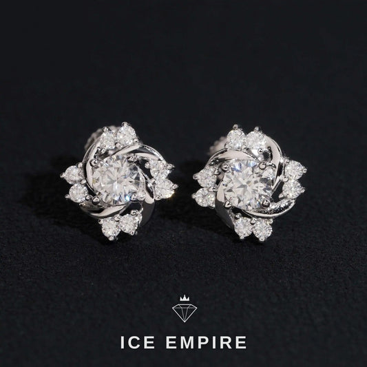Iced Out 14K Gold Moissanite Stud Earrings