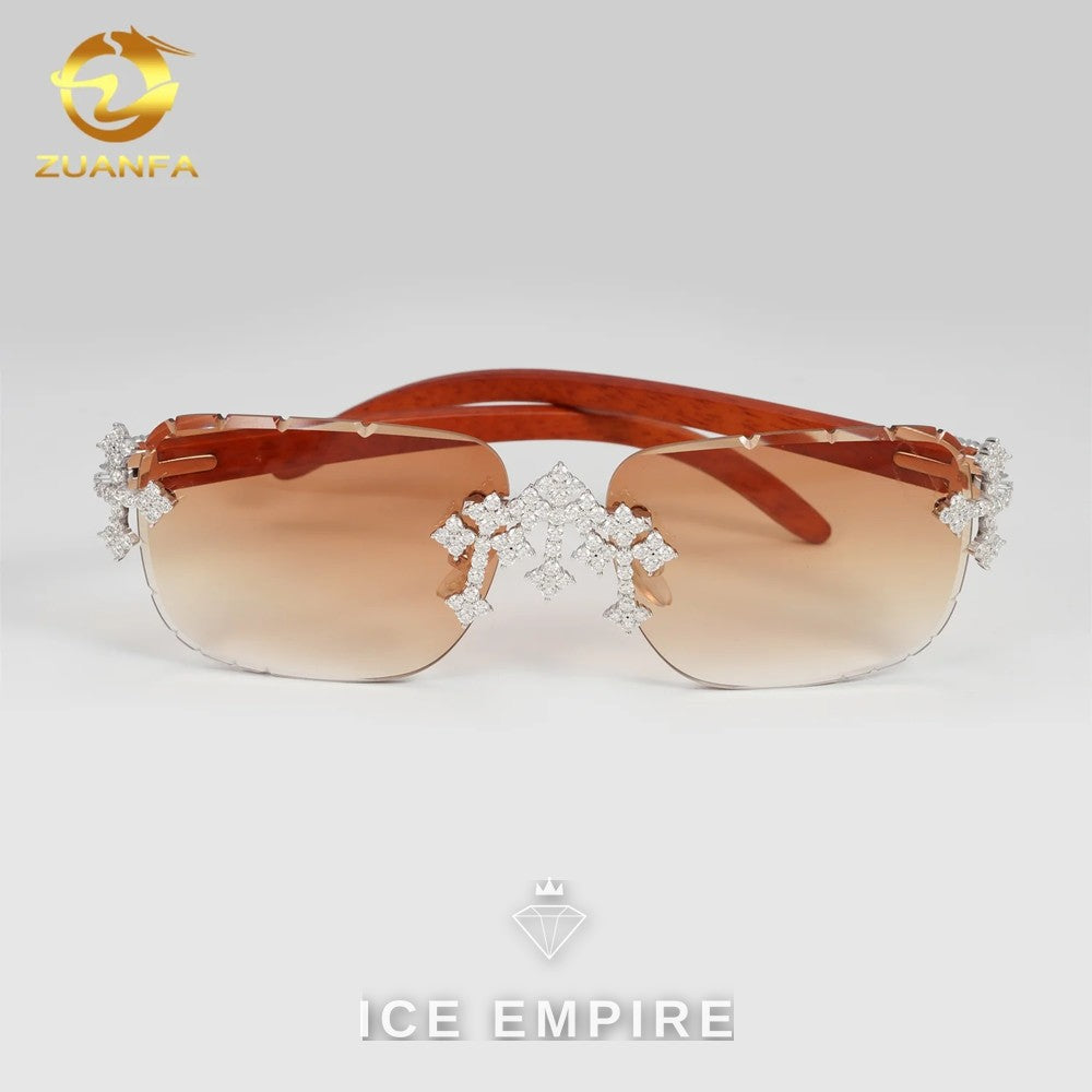 Iced Out Cross 925 Silver Moissanite Glasses