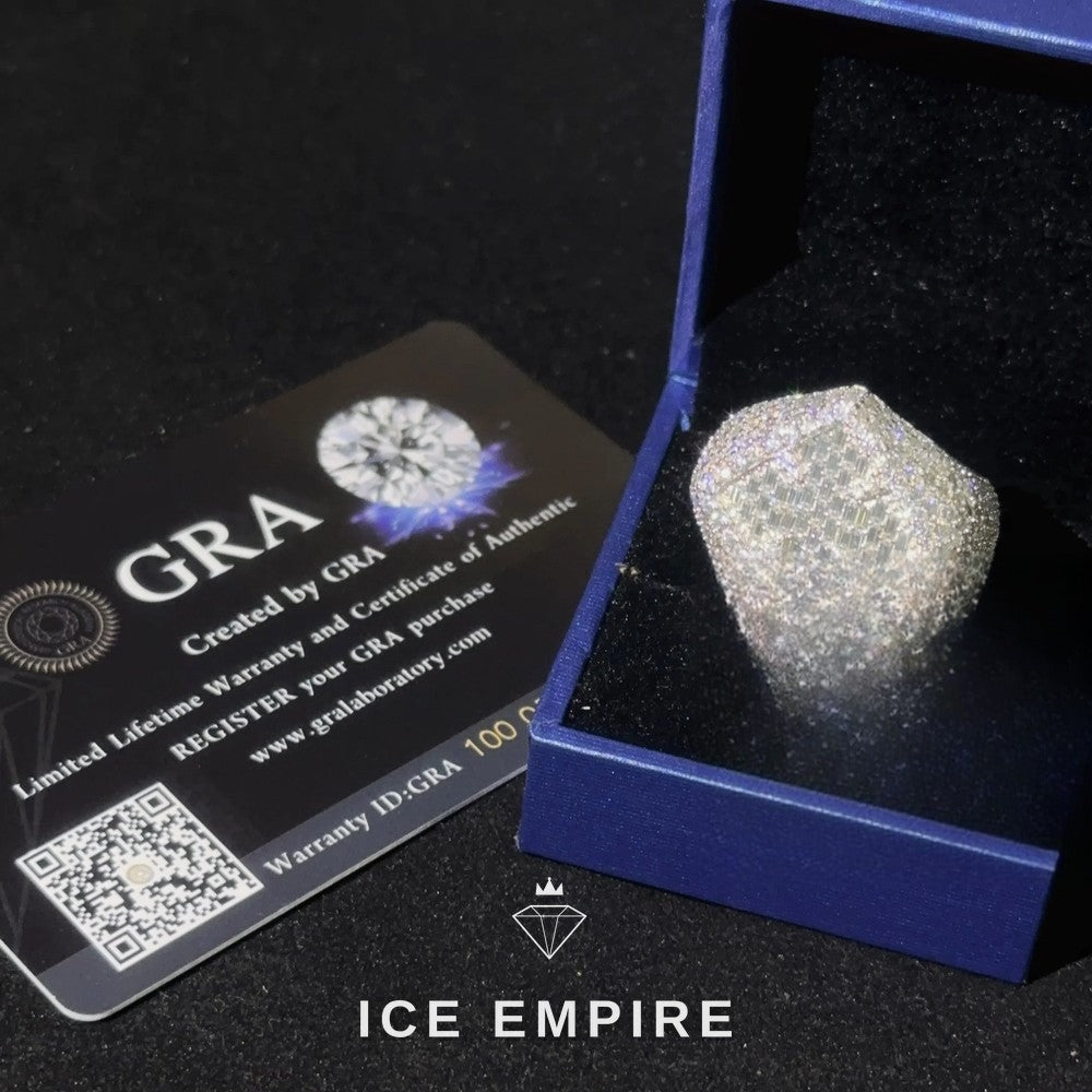 Iced Out Baguette 925 Silver Moissanite Ring