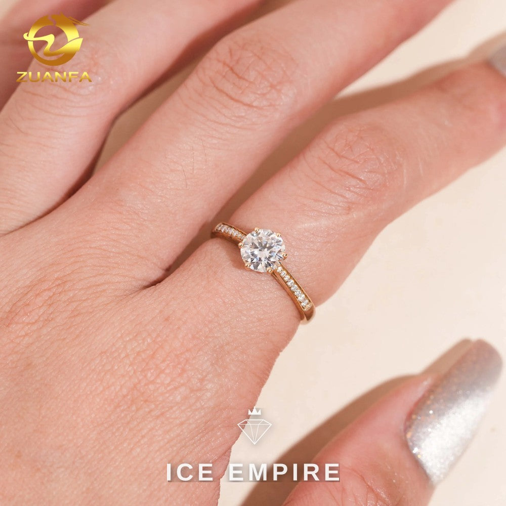 Iced Out 10K Gold Moissanite Engagement Ring