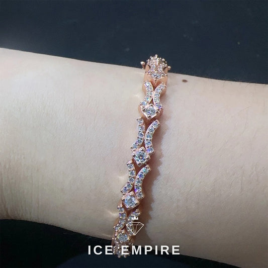 Iced Out Cluster Rose Gold Moissanite Tennis Chain