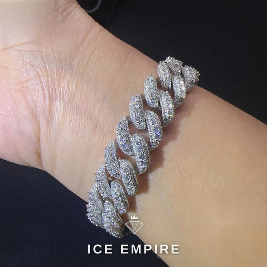 Iced Out 925 Silver Moissanite Cuban Chain