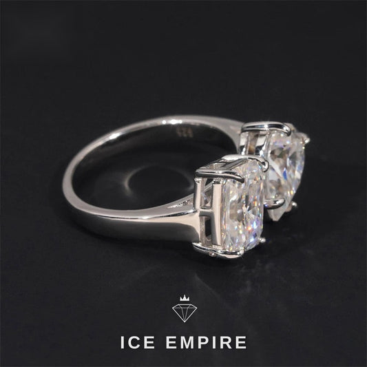 Iced Out 925 Silver Moissanite Engagement Ring