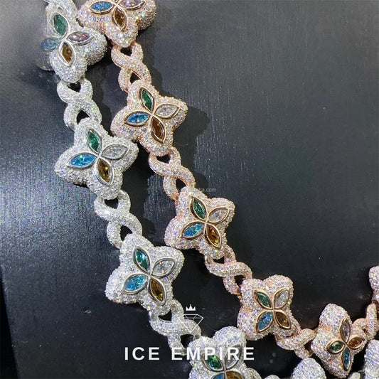 Iced Out Rose Gold Moissanite Cuban Chain