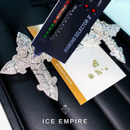 Iced Out Cross Rose Gold Plated Moissanite Pendant