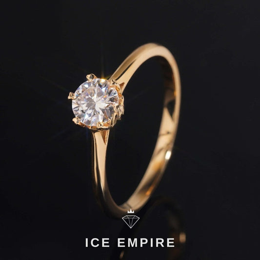 Iced Out 14K Gold Moissanite Engagement Ring