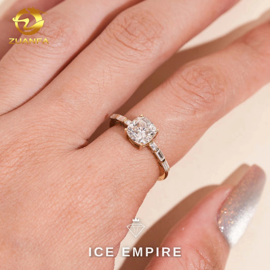 Iced Out 10K Gold Moissanite Wedding Band