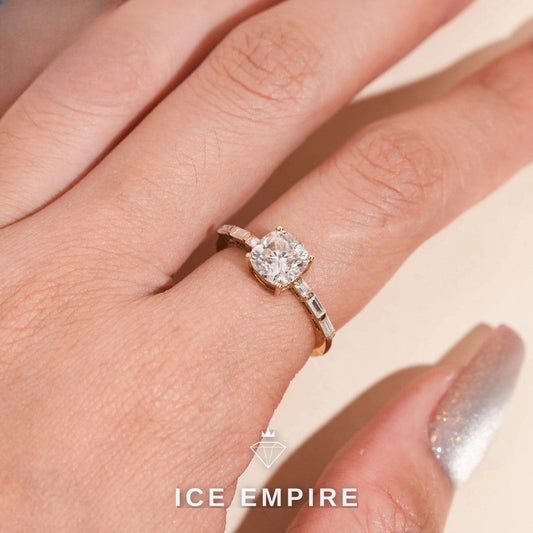 Iced Out 10K Gold Moissanite Wedding Band