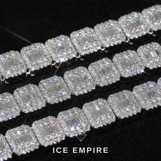 Iced Out Baguette Rose Gold Plated Moissanite Cuban Chain