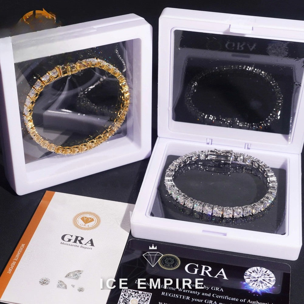 Iced Out 925 Silver Moissanite Tennis Bracelet