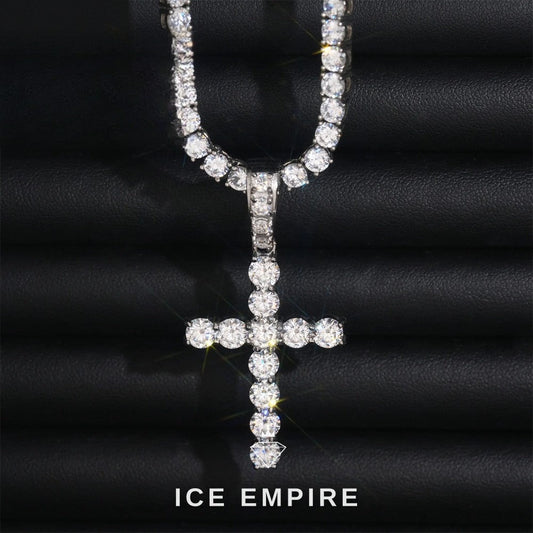 Iced Out Cross Rose Gold Plated Moissanite Pendant