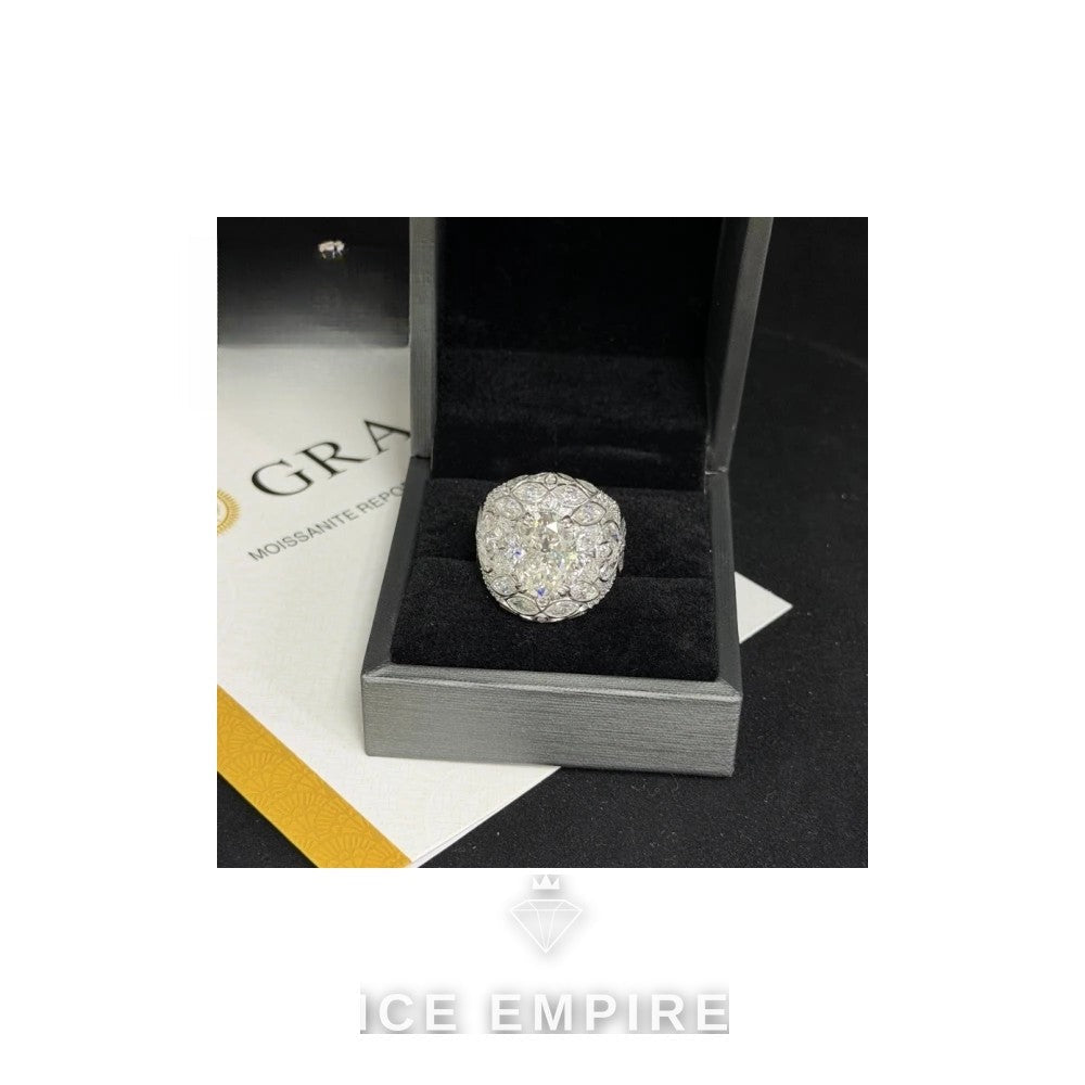 Iced Out Cluster 925 Silver Moissanite Cuban Chain
