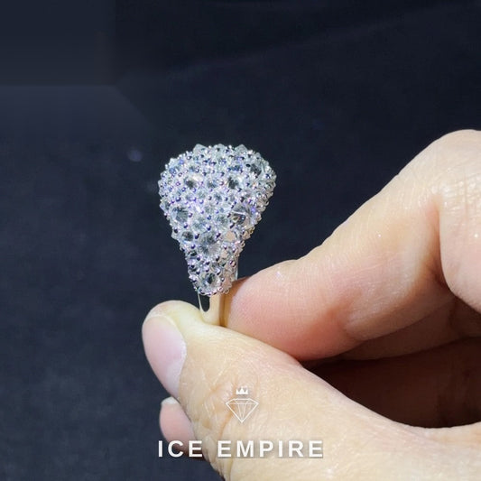 Iced Out 925 Silver Moissanite Ring