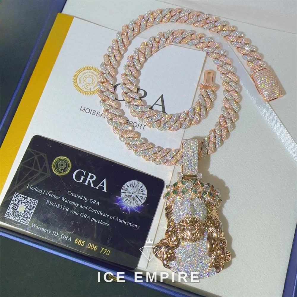 Iced Out Cross Gold Plated Moissanite Pendant