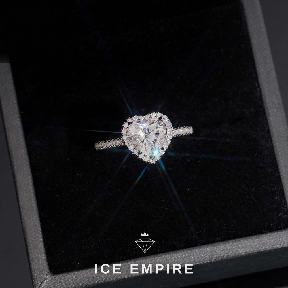 Iced Out Heart Gold Plated Moissanite Engagement Ring