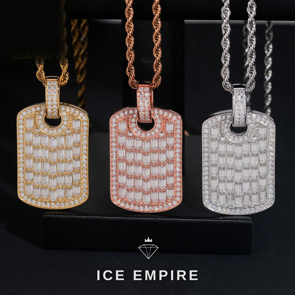 Iced Out Baguette 925 Silver Moissanite Pendant
