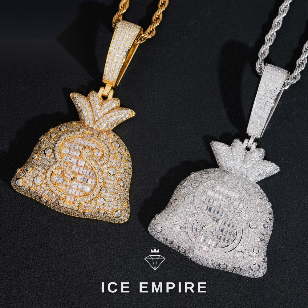 Iced Out Baguette 925 Silver Pendant