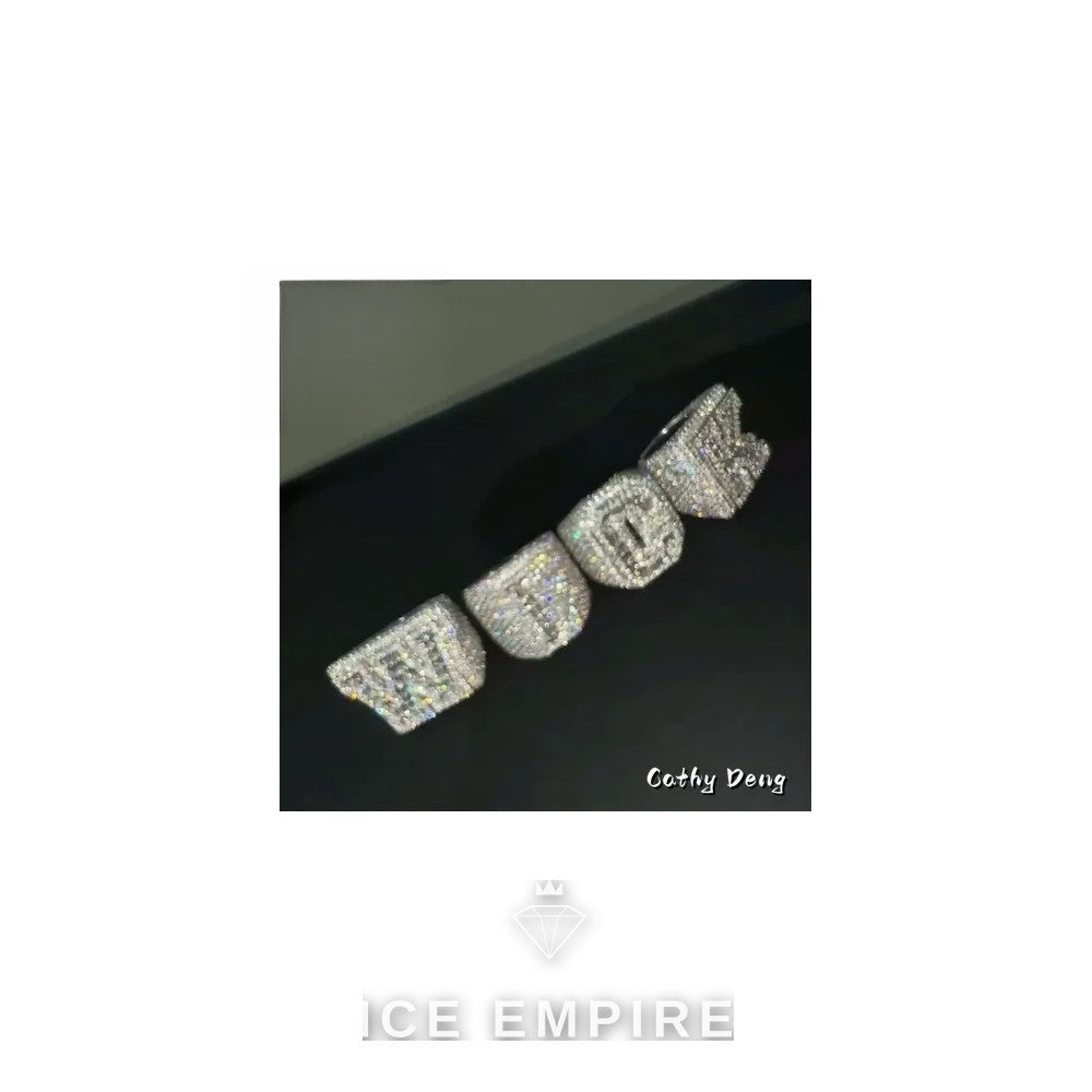 Iced Out 925 Silver Moissanite Ring