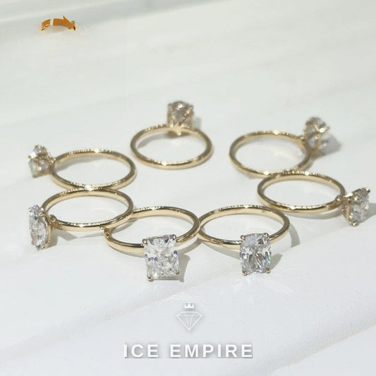 Iced Out 14K Gold Moissanite Engagement Ring