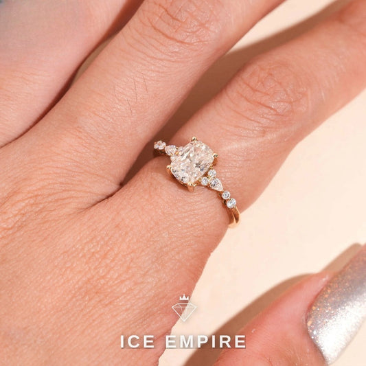 Iced Out 10K Gold Moissanite Engagement Ring