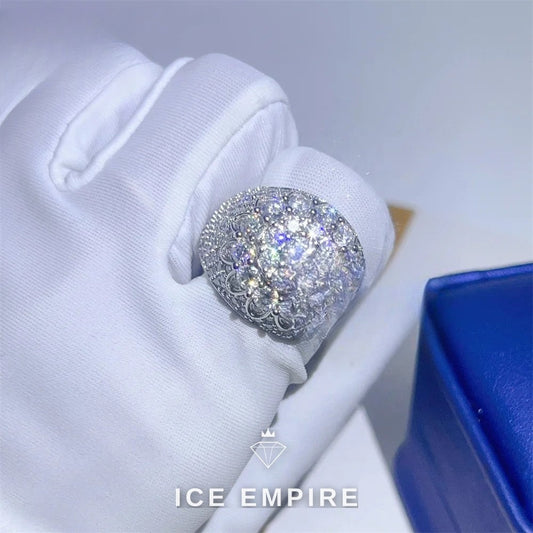 Iced Out 925 Silver Moissanite Ring