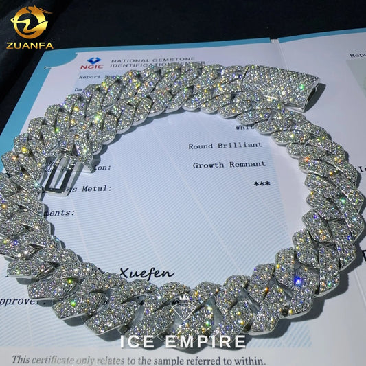 Iced Out 925 Silver Lab Grown Diamond Cuban Chain
