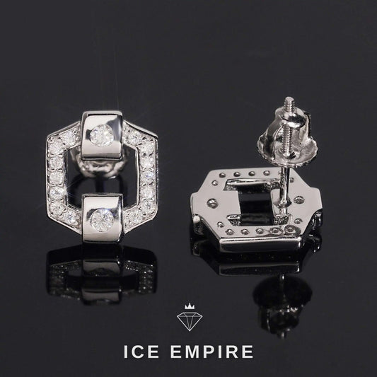 Iced Out 14K Gold Moissanite Stud Earrings