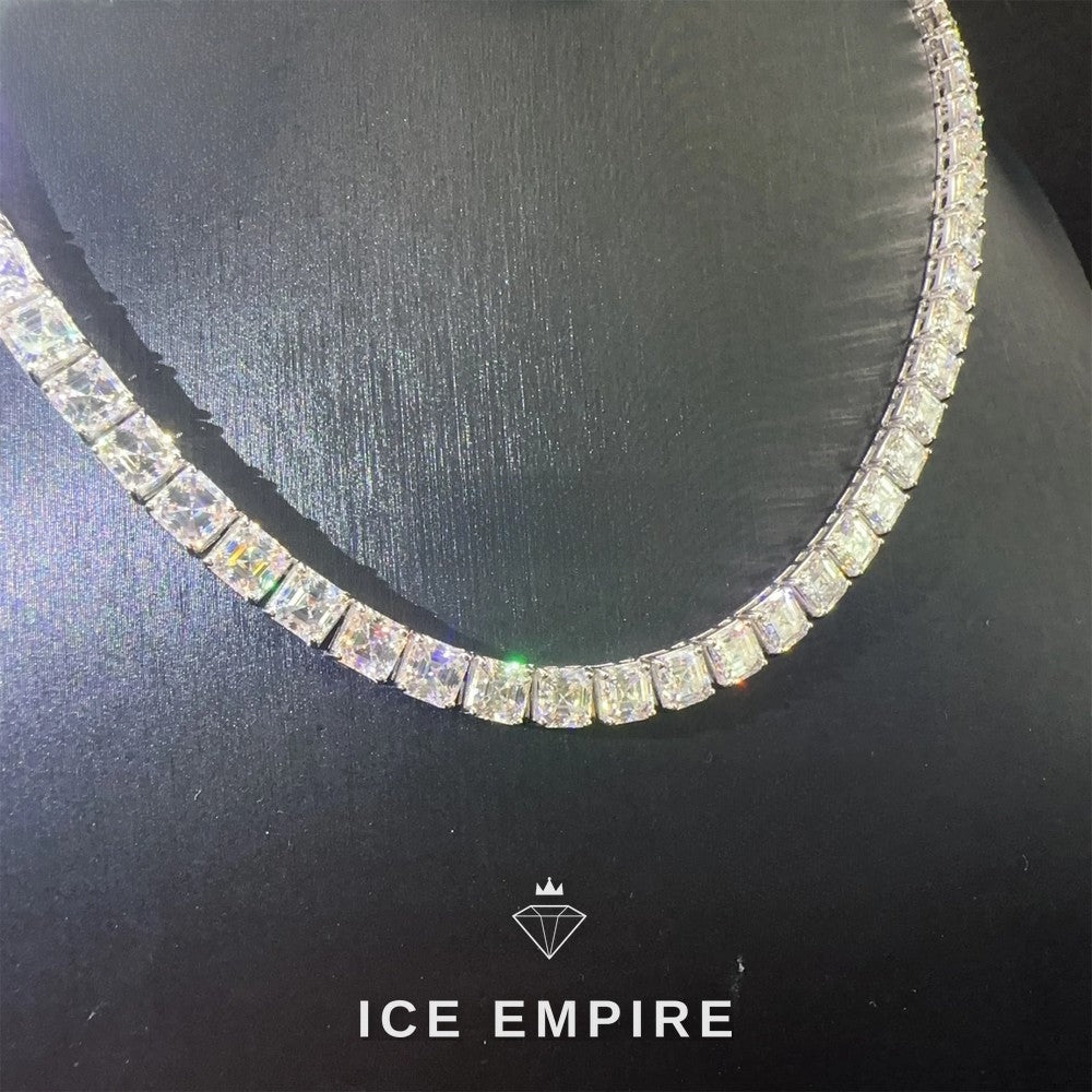 Iced Out Cluster 925 Silver Moissanite Cuban Chain