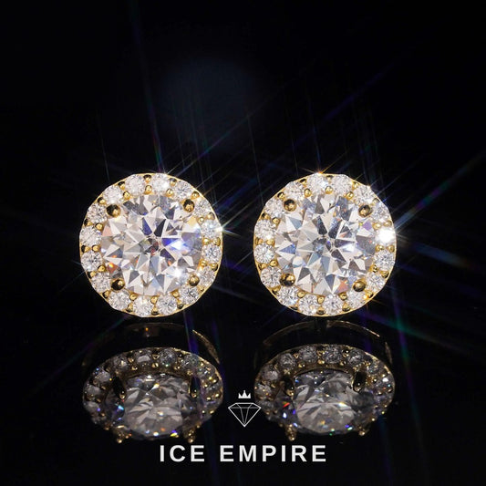 Iced Out 925 Silver Moissanite Stud Earrings