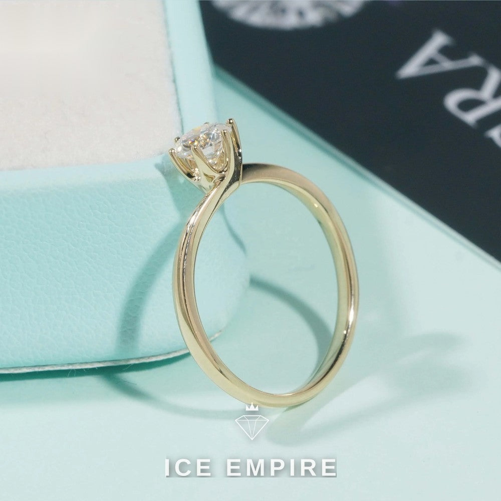 Iced Out Gold Plated Moissanite Engagement Ring