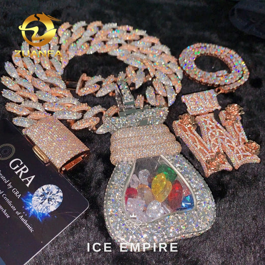 Iced Out Baguette 925 Silver Pendant