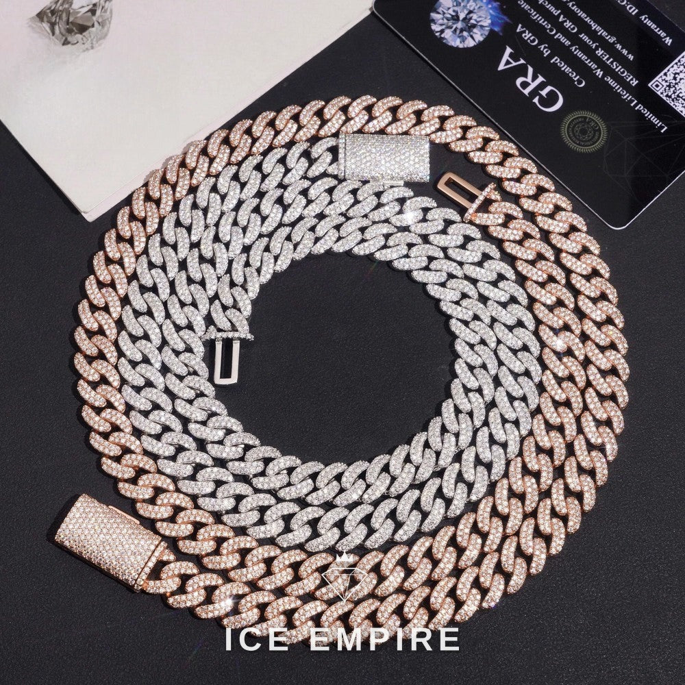 Iced Out Rose Gold Plated Moissanite Cuban Chain