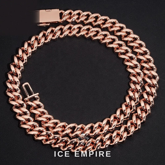 Iced Out Rose Gold Plated Moissanite Cuban Chain