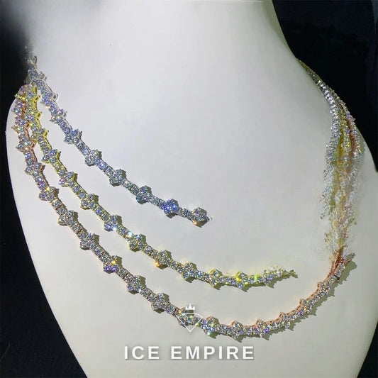 Iced Out Cross Rose Gold Plated Moissanite Cuban Chain