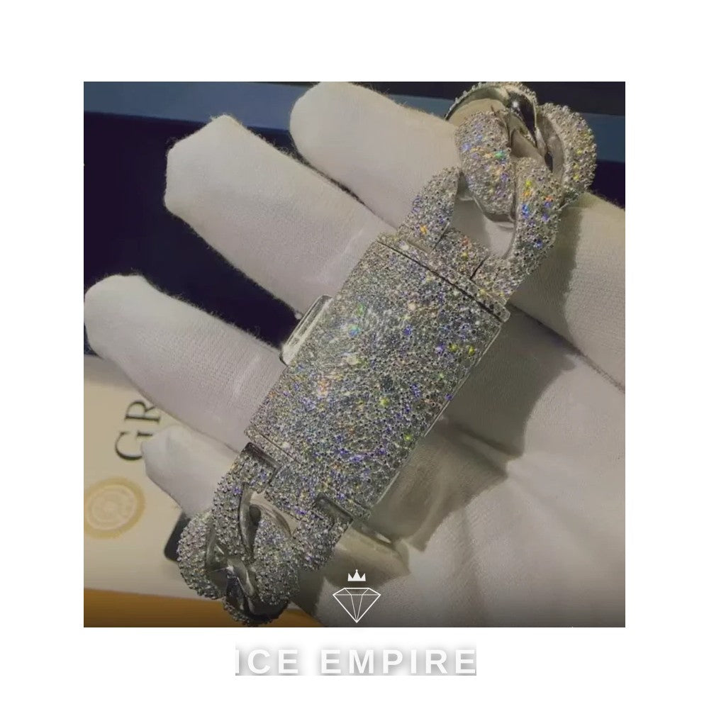 Iced Out 925 Silver Moissanite Cuban Chain