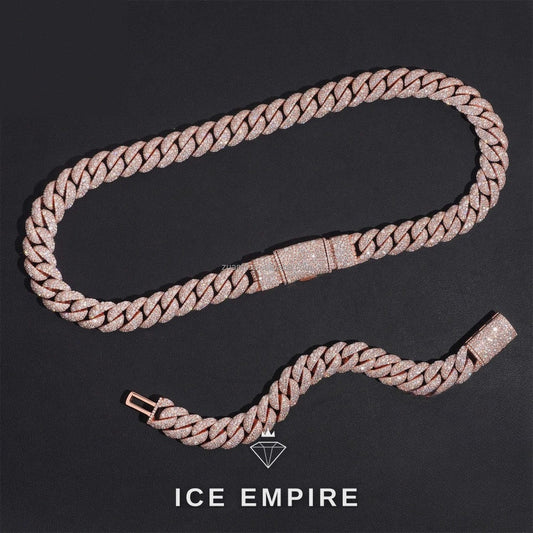 Iced Out Rose Gold Moissanite Cuban Chain
