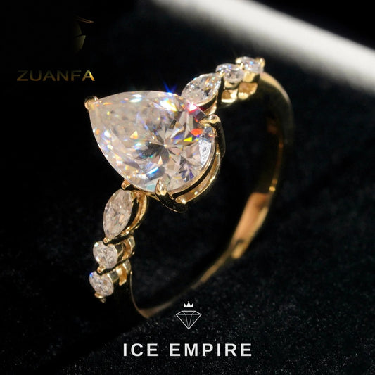 Iced Out Cluster 10K Gold Moissanite Engagement Ring