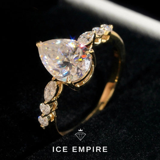 Iced Out Cluster 10K Gold Moissanite Engagement Ring