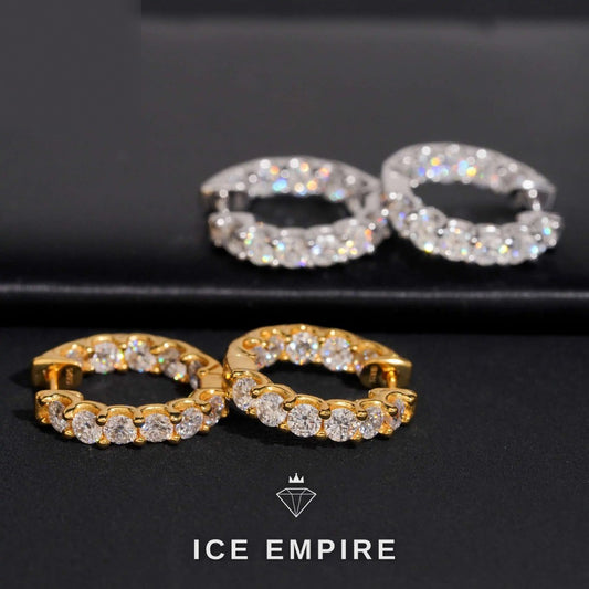 Iced Out Gold Plated Moissanite Stud Earrings