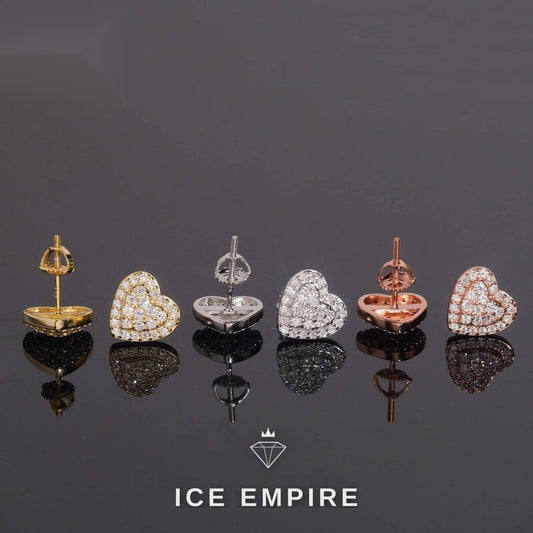 Iced Out Heart Gold Plated Moissanite Earrings