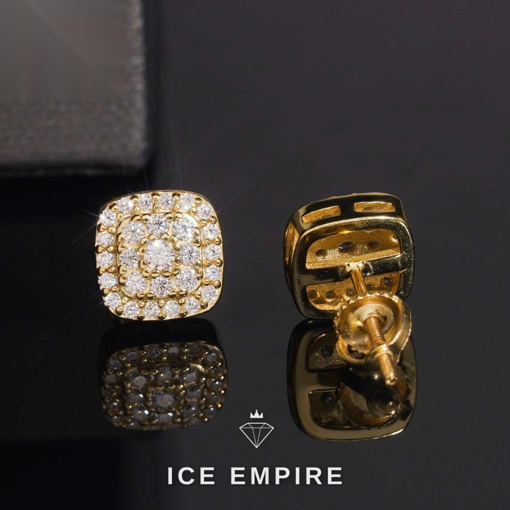 Iced Out 925 Silver Moissanite Stud Earrings