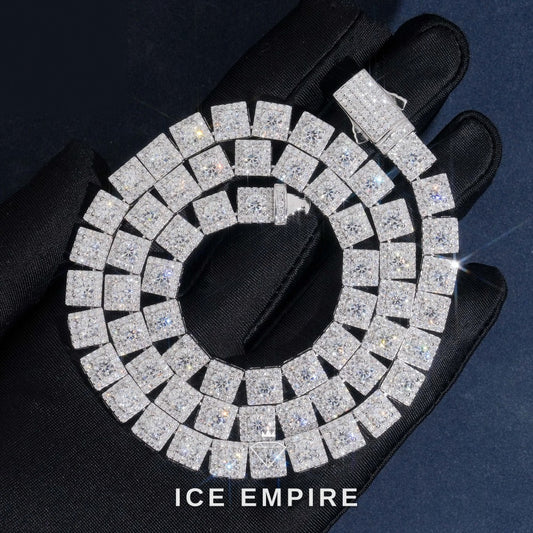 Iced Out Cluster Gold Plated Moissanite Cuban Chain