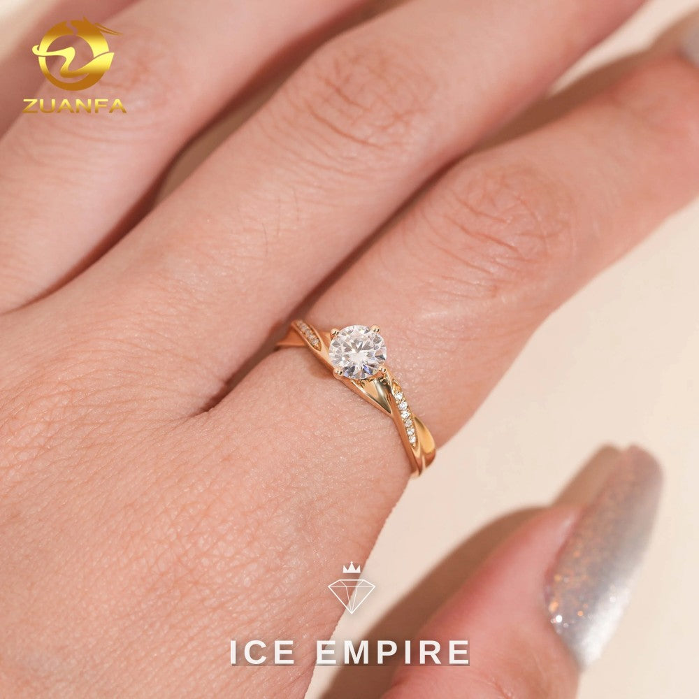 Iced Out Rose Gold Plated Moissanite Engagement Ring