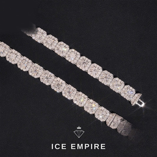 Iced Out Cluster 925 Silver Moissanite Cuban Chain