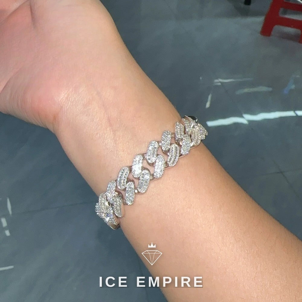Iced Out Baguette Rose Gold Plated Moissanite Cuban Chain