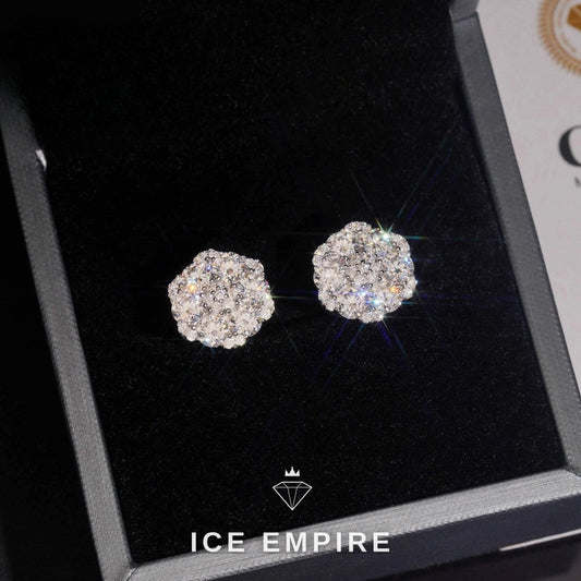 Iced Out Cluster 925 Silver Moissanite Earrings