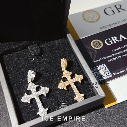 Iced Out Cross 925 Silver Pendant