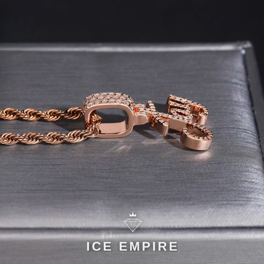 Iced Out Rose Gold Plated Moissanite Pendant