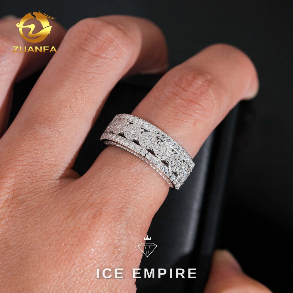 Iced Out 925 Silver Moissanite Ring